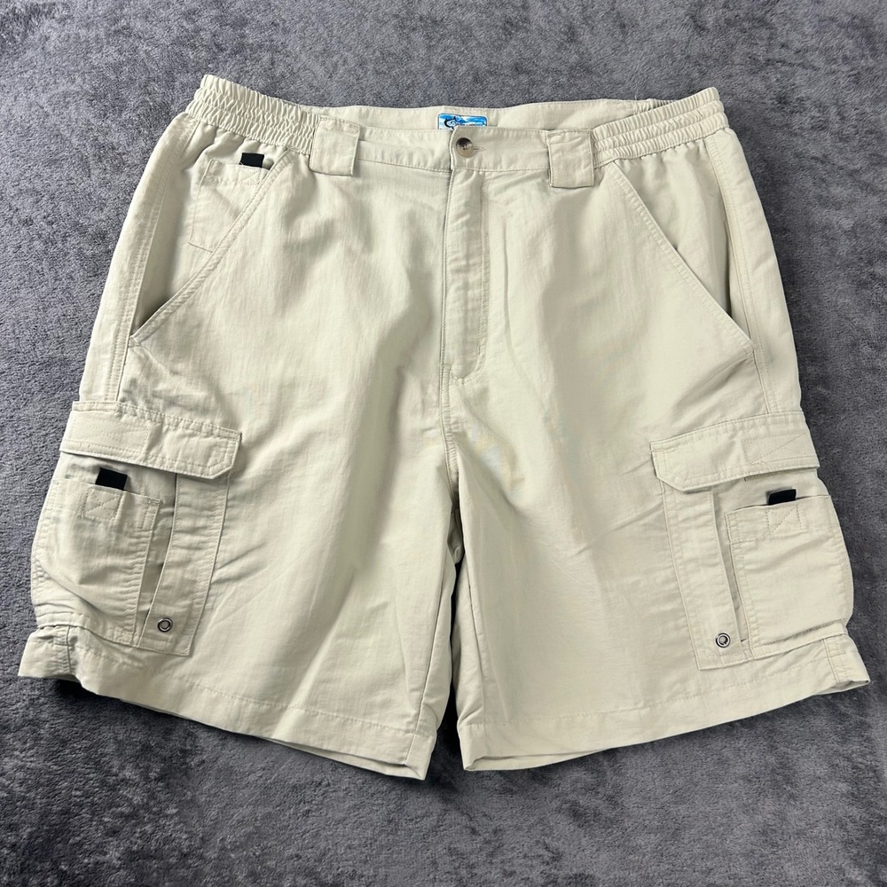 World Wide Sportsman Mens 38 Tan Nylon Cargo Fishing Shorts